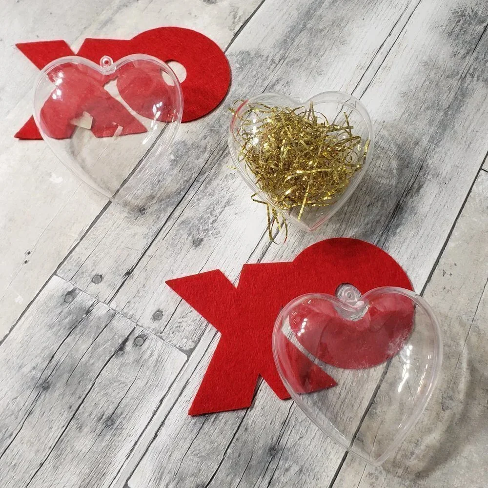 Set of 3 Clear Plastic Fillable Heart Containers - 4